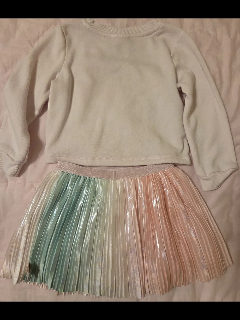 Girls 3T Dr. Seuss Pink Sweatshirt with Pastel Rainbow Pleated Skirt